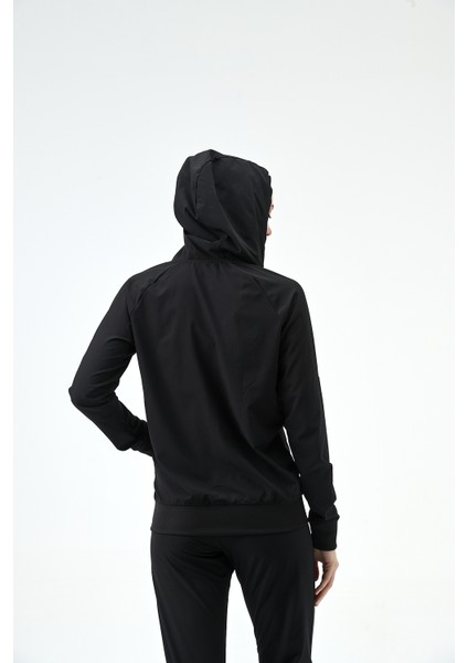 Siyah D-Active Kapüşonlu Sporcu Tracksuit Hoodie