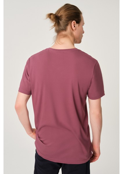 Erkek Basic Bordo Pamuk V Yaka T-Shirt