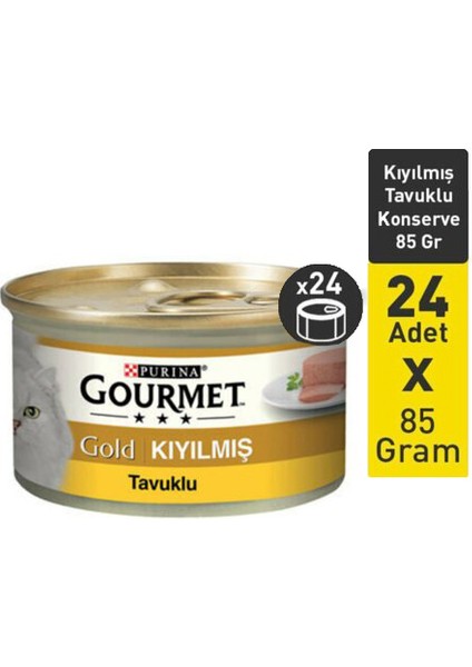 Gold Kıyılmış Tavuklu Konserve Yetişkin Kedi Maması 24 x 85 gr