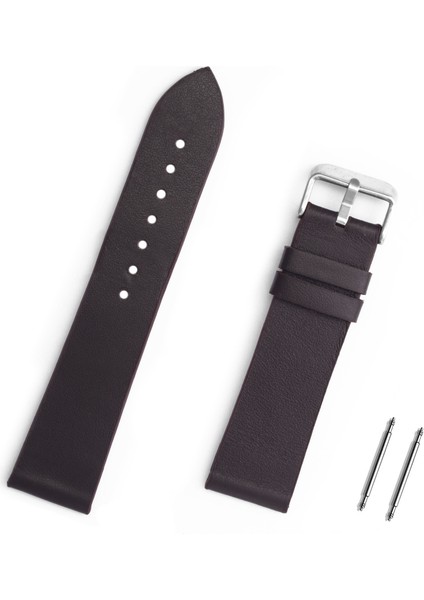22MM Koyu Kahverengi Hakiki Deri Saat Kordonu Kayış