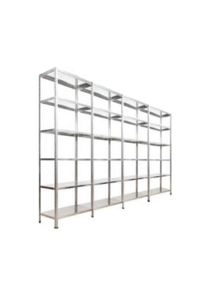 6 Katlı 4'lü Bitişik Galvaniz Çelik Raf.depo,dosya Raf 0.70 MM-31X60-200CM