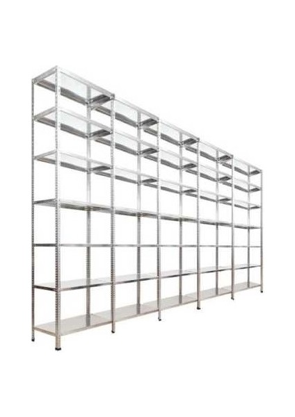 7 Katlı 5'li Bitişik Galvaniz Çelik Raf.depo,dosya Raf 1.00 MM-59X93-200CM