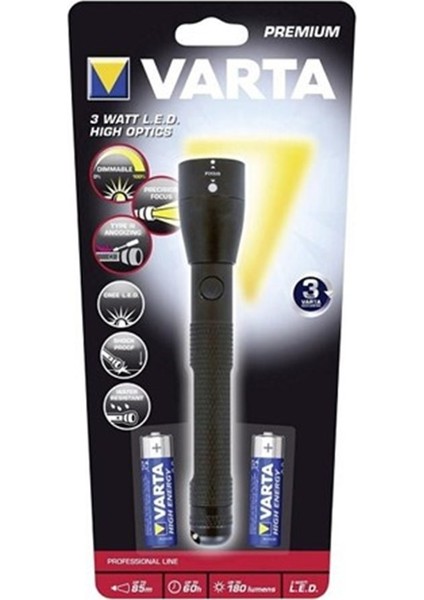 18811 3 Watt LED Yüksek Optikli Fener 2AA