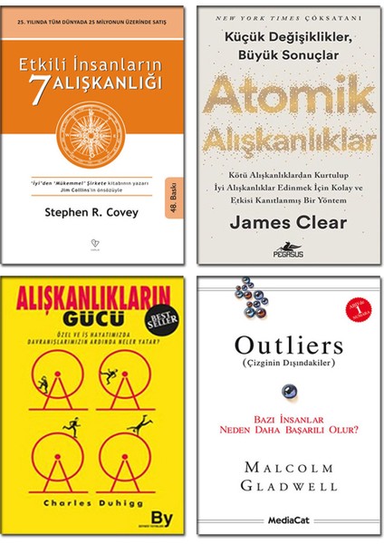 Etkili İnsanların 7 Alışkanlığı - Atomik Alışkanlıklar - Alışkanlıkların Gücü - Outliers - 4 Kitap