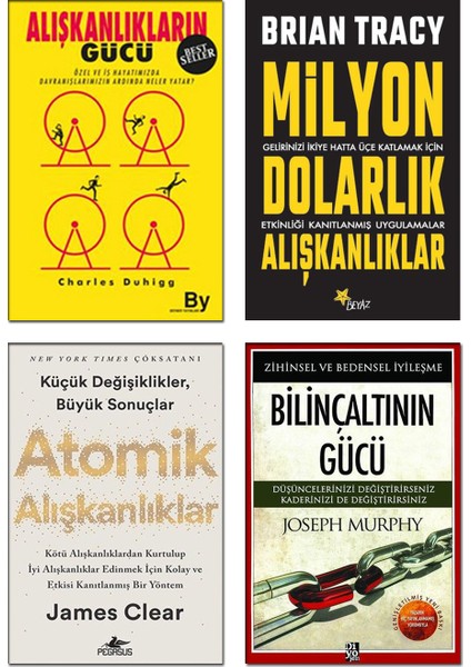 Alışkanlıkların Gücü - Milyon Dolarlık Alışkanlıklar - Atomik Alışkanlıklar - Bilinçaltının Gücü - 4 Kitap Set