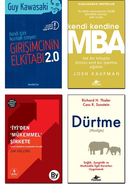 Girişimcinin El Kitabı 2.0 + Kendi Kendine Mba + Iyiden Mükemmel Şirkete + Dürtme (Nudge) - 4 Kitap Set