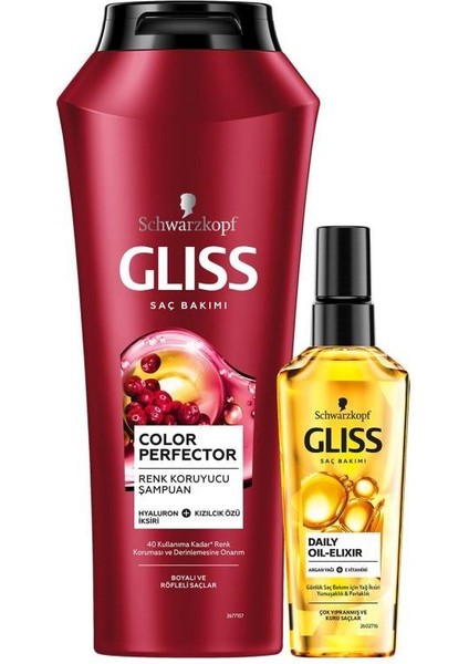 Color Perfector Renk Koruyucu Şampuan 500 Ml+Gliss Ultimate Oil Elixir Yağ İksiri 75Ml