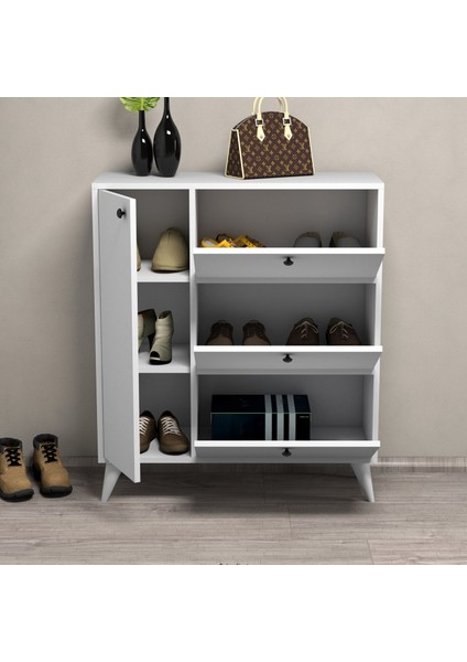 Bella 1800 Ayakkabılık 6 Raflı 4 Kapaklı Beyaz modelleri