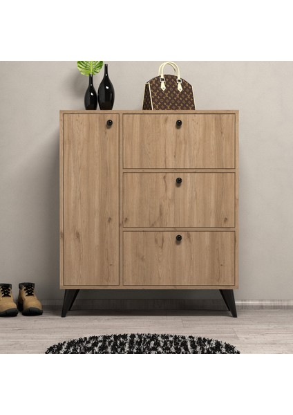 Bella 1802 Ayakkabılık 6 Raflı 4 Kapaklı Meşe