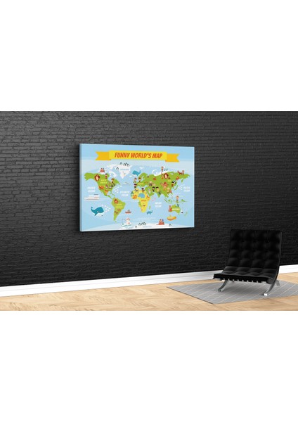Sevimli Dünya Haritası Kanvas Tablo fiyatları