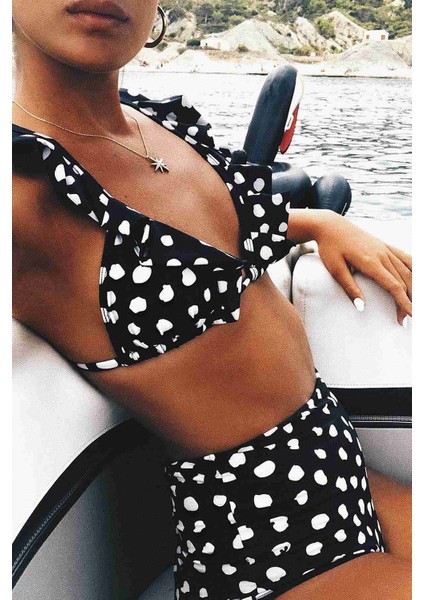 Siyah Beyaz Puantiyeli Bikini Alt Çok Renkli