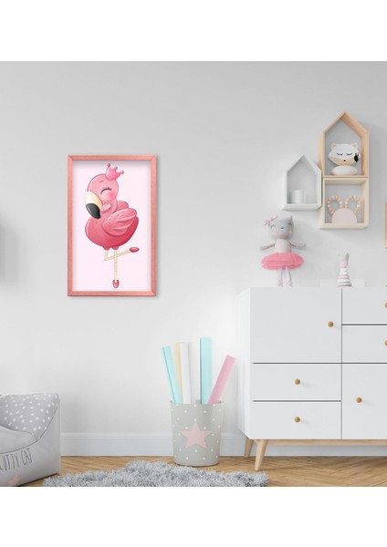 Gift Flamingo Tasarımlı Dekoratif Pembe Ahşap Çerçeveli Çocuk Odası Tablo-3