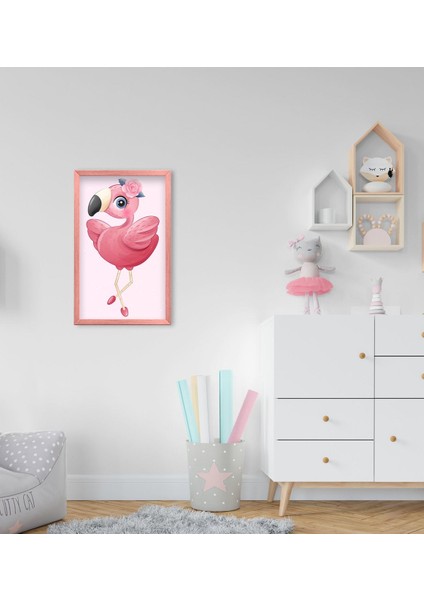 Gift Flamingo Tasarımlı Dekoratif Pembe Ahşap Çerçeveli Çocuk Odası Tablo-4