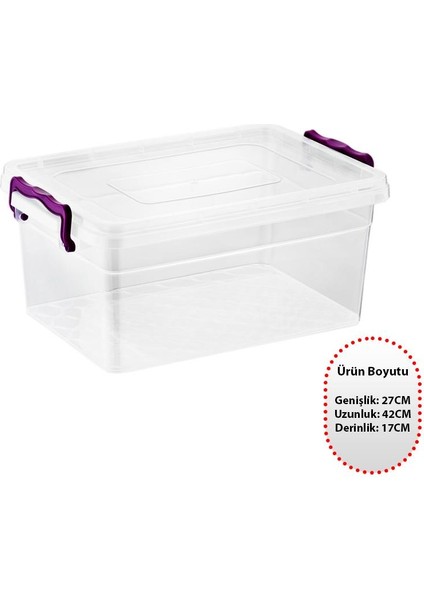 Gıda Saklama Kabı Yer Tasarruflu Kapaklı Kollu Şeffaf Kutu 15,00 Lt
