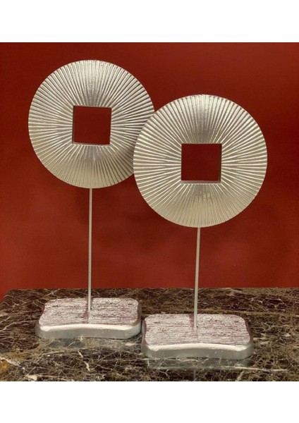 Ikili Yuvarlak Dekor Gümüş-Do124-2