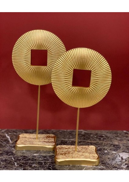 Ikili Yuvarlak Dekor Gold-Do124-1