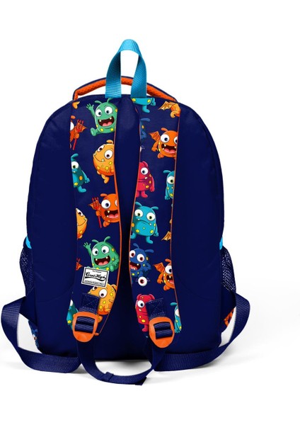 23410 Kids Canavar Desenli Üç Bölmeli Okul Sırt Çantası Lacivert modelleri