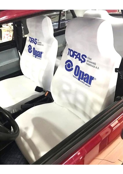 Tofaş Kartal Oto Koltuk Servis Kılıfı Penye Opar Baskılı Ön Arka Takım Beyaz