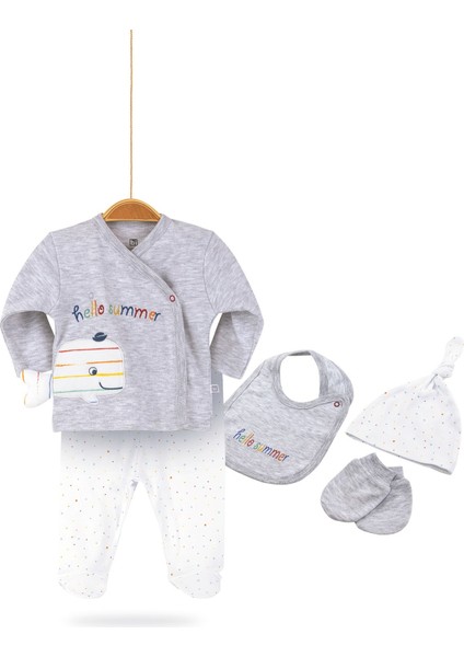 Hello Summer Erkek Bebek %100 Pamuk Hastane Çıkışı 5li Set