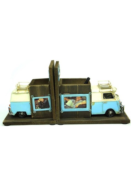 Dekoratif Metal Minibüs Kitap Tutucu Kalemlik Çerçeve Hediyelik