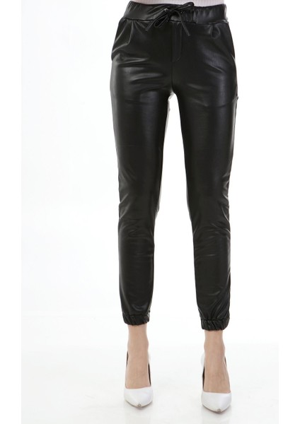 Beli Lastikli Deri Siyah Pantolon fırsatları