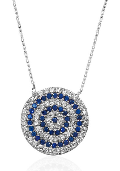 Gümüş Nazar Kolye, Küpe, Çiçekli Hediye Seti - DT0050-HS