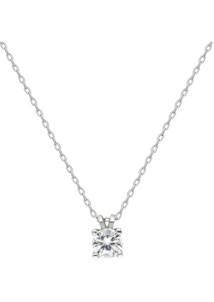 Gümüş Tektaş Kolye, Küpe, Çiçekli Hediye Seti - DT0213KL-HS