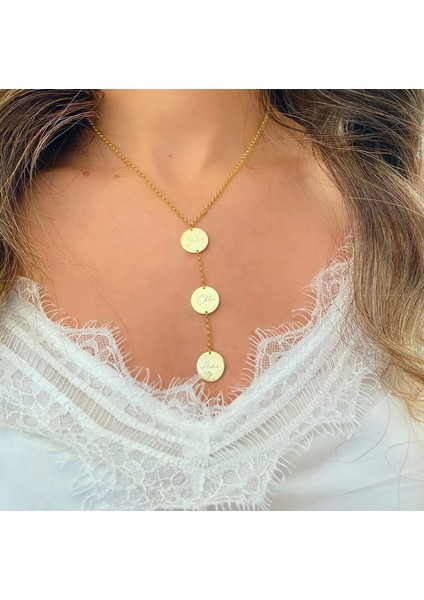 Kişiye Özel 3 Plaka Doç Gümüş Kolye