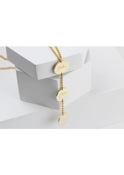 Kişiye Özel 3 Plaka Doç Gümüş Kolye fiyatları