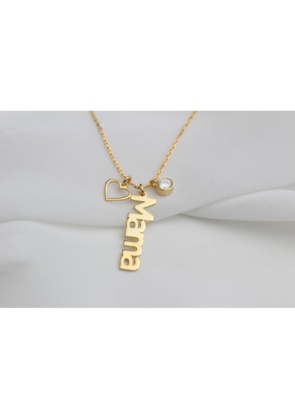 Kişiye Özel Isimli Doğum Taşlı Gümüş Kolye