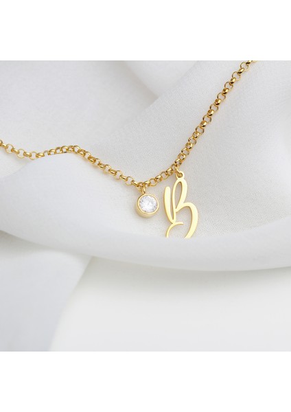 Kişiye Özel Harfli Doğum Taşlı Gümüş Bileklik fiyatları