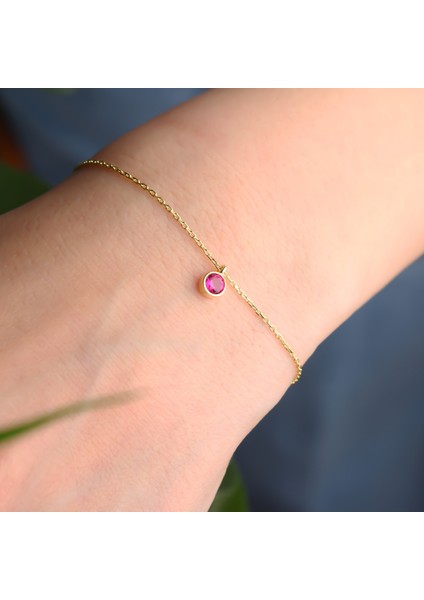 Kişiye Özel Doğum Taşı Gümüş Bileklik