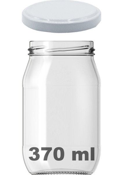 370 cc Kavanoz Metal Beyaz Konserve Kapaklı 370 ml Şeffaf Cam Kavanoz 1 Adet