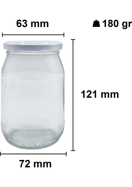 370 cc Kavanoz Metal Beyaz Konserve Kapaklı 370 ml Şeffaf Cam Kavanoz 1 Adet