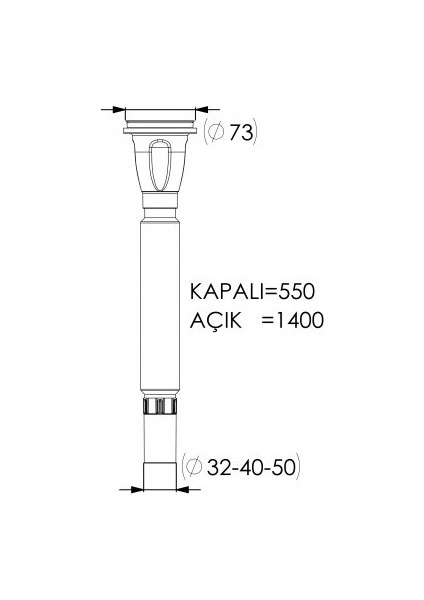 Ø 32X70 Plastik Vidalı Uzun Sifon