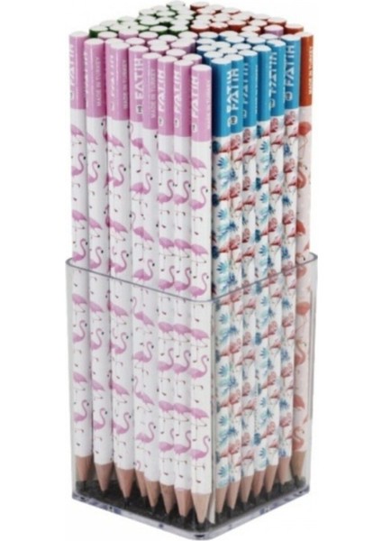 Kurşun Kalem Flamingo 12'li Set Renkli Desenli Yerli Üretim Kalemler