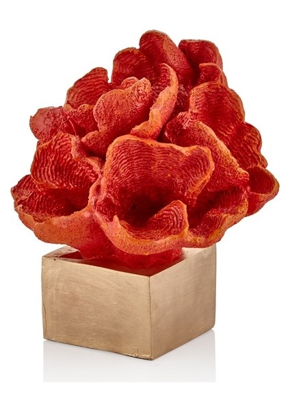 Turuncu Dalgalı Mercan Biblo 24 cm STHP-218