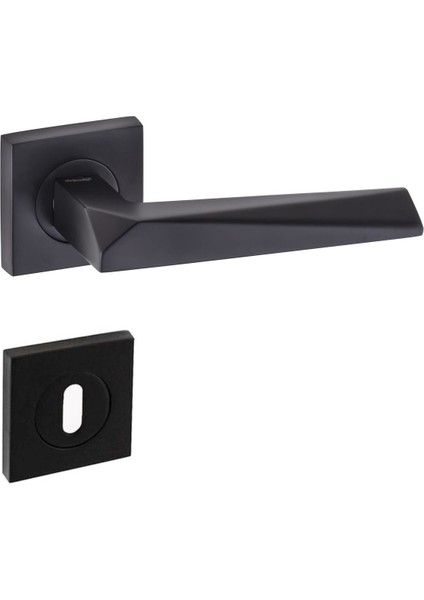 Doğanlar Konsept Prizma Siyah Kare Rozetli Kapı Kolu Oda