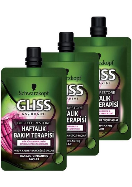 Schwarzkopf Glıss Bıo-Tech Haftalık Bakım terapisi 50 ml x 3 Adet