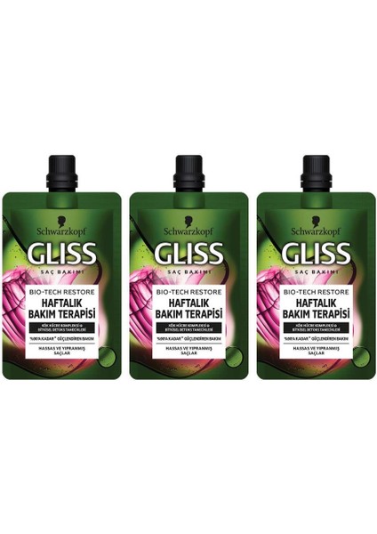 Schwarzkopf Glıss Bıo-Tech Haftalık Bakım terapisi 50 ml x 3 Adet fiyatları