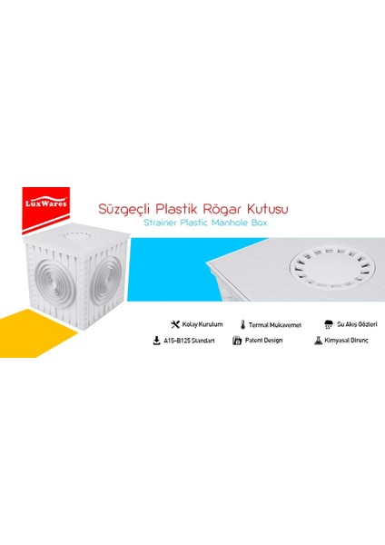 30X30 Süzgeçli Plastik Rögar Menhol Kapak Çerçevesiz