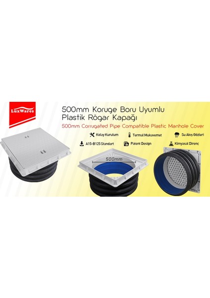 Ø 400 mm Koruge Boru Uyumlu Plastik Rögar Menhol Çerçevesi