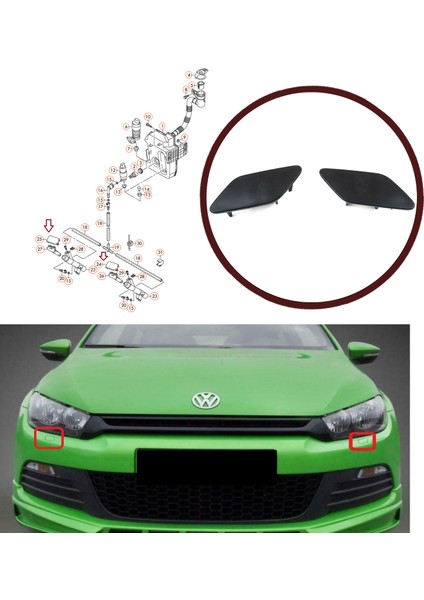 BSP1018 Vw Scirocco 2008-2014 Için Far Yıkama Kapak Seti 1K8955109 110 fiyatları