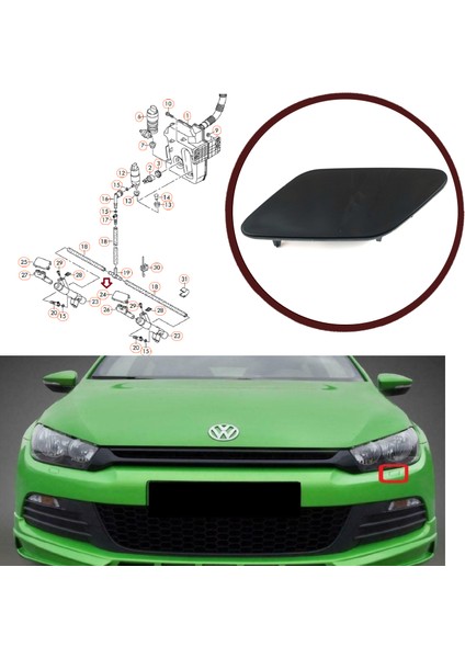 BSP1018-1 Vw Scirocco 2008-2014 Için Far Yıkama Kapağı Sol 1K8955109 fiyatları