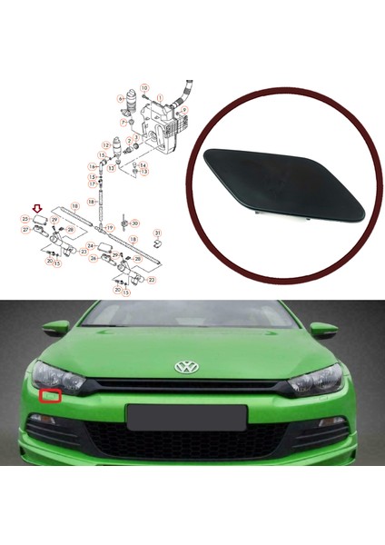 BSP1018-2 Vw Scirocco 2008-2014 Için Far Yıkama Kapağı Sağ 1K8955110