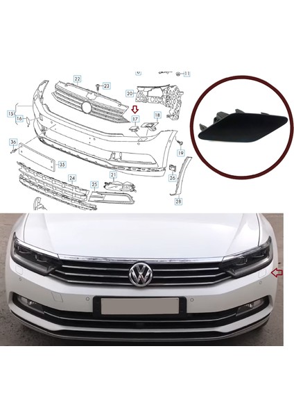 BSP1019-1 Vw Passat 2015-2019 Için Far Yıkama Kapağı Sol 3G0807937 fiyatları