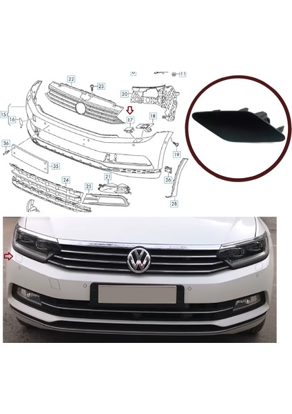 BSP1019-2 Vw Passat 2015-2019 Için Far Yıkama Kapağı Sağ 3G0807938 fiyatları
