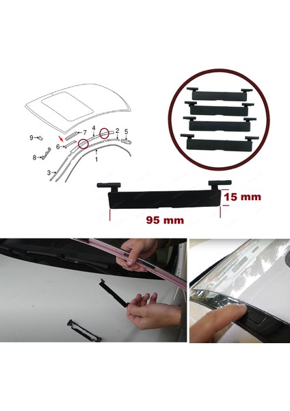 BSR563-1 Mercedes C Class W204 Için 4 Adet Tavan Oluk Çıta Port Kapak 2046983530 95 Mm*15 mm modelleri