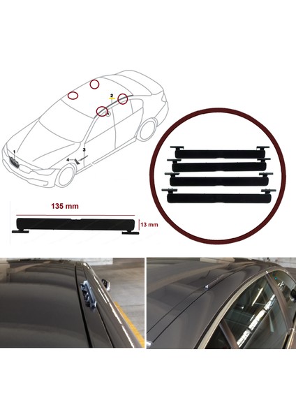BSR575-1 Bmw 5 F10 F11 Için 4 Adet Tavan Oluk Çıta Port Kapağı 135*13 mm 51137274739 modelleri