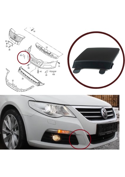 BSP1025 Vw Passat cc 2008-2012 Için Ön Tampon Çeki Demir Kapağı 3C8807241 fiyatları